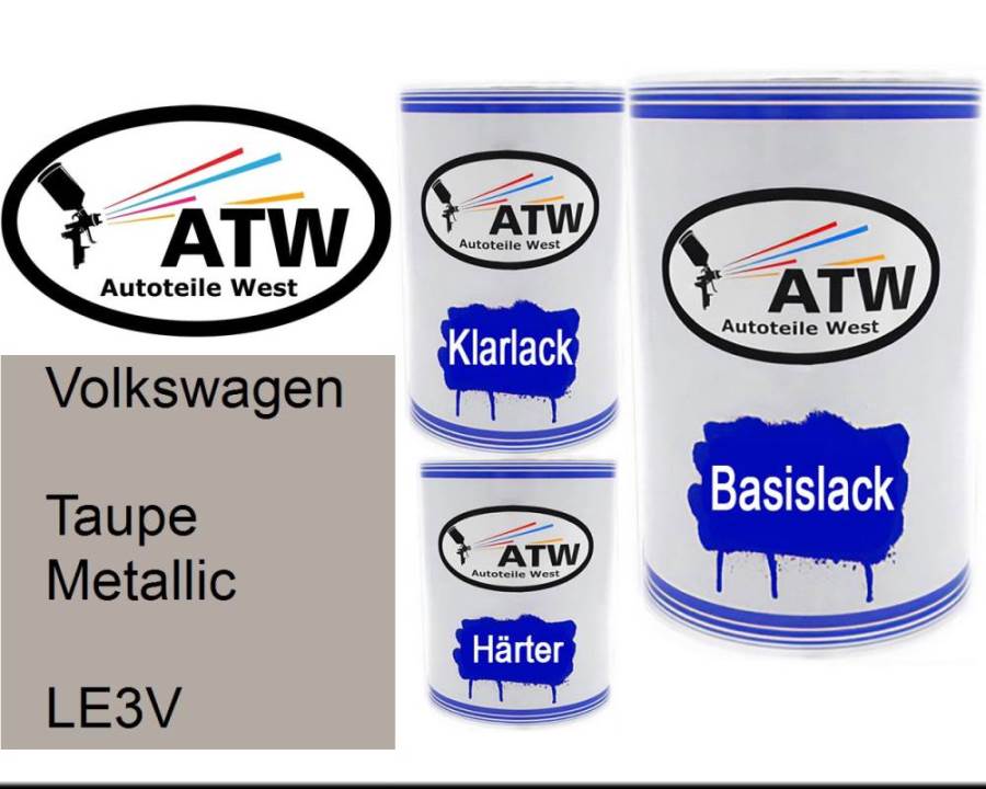 Volkswagen, Taupe Metallic, LE3V: 500ml Lackdose + 500ml Klarlack + 250ml Härter - Set, von ATW Autoteile West.